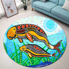 Australia Aboriginal Round Rug - Indigenous Dugong aboriginal artwork with mother and baby Round Rug