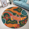 Australia Aboriginal Round Rug - Indigenous Crocodile art in aboriginal dot style Round Rug