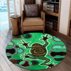 Australia Aboriginal Round Rug - Indigenous Green Frog Watercolor Dot Art Painting Round Rug