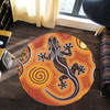 Australia Aboriginal Round Rug - Aboriginal dot art background with lizard Round Rug
