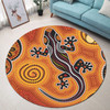 Australia Aboriginal Round Rug - Aboriginal dot art background with lizard Round Rug