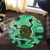 Australia Aboriginal Round Rug - Aboriginal Indigenous Green Frog Watercolor Dot Art Painting Round Rug