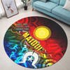 Australia Naidoc Week Round Rug - Naidoc Aboriginal Inspired Dot Art Painting With Hunting "Get up, Stand up, Show up," Round Rug