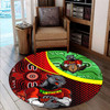 Penrith Panthers Round Rug - Custom Penrith Panthers Keep Fighting Aboriginal Inspired Patterns Round Rug