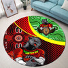 Penrith Panthers Round Rug - Custom Penrith Panthers Keep Fighting Aboriginal Inspired Patterns Round Rug