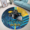 Gold Coast Titans Round Rug - Gold Coast Titans Ball Aboriginal Inspired Indigenous Sport Style Round Rug