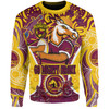 Brisbane Broncos Custom Sweatshirt - Go Mighty Broncos Indigenous Art Personalised Player Name And Number Sweatshirt