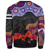 Manly Warringah Sea Eagles Anzac Sweatshirt - Lest We Forget Aboriginal Inspired Patterns Sweatshirt