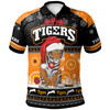 Wests Tigers Christmas Polo Shirt - Custom Wests Tigers Ugly Christmas And Aboriginal Inspired Patterns Polo Shirt