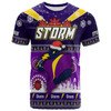 Melbourne Storm Christmas T-Shirt - Custom Melbourne Storm Ugly Christmas And Aboriginal Inspired Patterns T-Shirt
