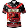 St. George Illawarra Dragons Christmas Polo Shirt - Custom Dragon Ugly Christmas And Aboriginal Inspired Patterns Polo Shirt