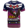 Australia Sea Eagles Christmas T-Shirt - Custom Australia Sea Eagles Ugly Christmas And Aboriginal Inspired Patterns T-Shirt
