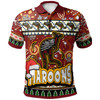 Maroons Rugby Christmas Polo Shirt - Custom Xmas Maroons Christmas Balls, Snowflake With Aboriginal Inspired Patterns Polo Shirt