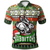 South Sydney Rabbitohs Polo Shirt - Custom Xmas South Sydney Rabbitohs Balls, Snowflake With Aboriginal Inspired Patterns Polo Shirt