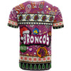 Brisbane Broncos Christmas T-Shirt - Custom Xmas Brisbane Broncos Christmas Balls, Snowflake With Aboriginal Inspired Patterns T-Shirt