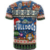 Canterbury-Bankstown Bulldogs Christmas T-Shirt - Custom Xmas Canterbury-Bankstown Bulldogs Christmas Balls, Snowflake With Aboriginal Inspired Patterns T-Shirt