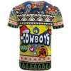 North Queensland Cowboys Christmas T-Shirt - Custom Xmas Cowboys Christmas Balls, Snowflake With Aboriginal Inspired Patterns T-Shirt
