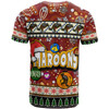 Maroons Rugby Christmas T-Shirt - Custom Xmas Maroons Christmas Balls, Snowflake With Aboriginal Inspired Patterns T-Shirt