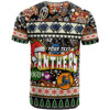 Penrith Panthers Christmas T-Shirt - Custom Xmas Penrith Panthers Christmas Balls, Snowflake With Aboriginal Inspired Patterns T-Shirt