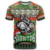 South Sydney Rabbitohs T-Shirt - Custom Xmas South Sydney Rabbitohs Balls, Snowflake With Aboriginal Inspired Patterns T-Shirt