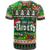 Canberra Raiders Christmas T-Shirt - Custom Xmas Raider Christmas Balls, Snowflake With Aboriginal Inspired Patterns T-Shirt