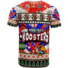 Sydney Roosters Christmas T-Shirt - Custom Xmas Sydney Roosters Christmas Balls, Snowflake With Aboriginal Inspired Patterns T-Shirt