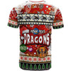 St. George Illawarra Dragons Christmas T-Shirt - Custom Xmas Dragon Christmas Balls, Snowflake With Aboriginal Inspired Patterns T-Shirt