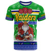 Canberra Raiders Christmas T-Shirt - Custom Canberra Raiders Ugly Christmas And Aboriginal Inspired Patterns T-Shirt