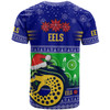 Parramatta Eels Christmas T-Shirt - Custom Parramatta Eels Ugly Christmas And Aboriginal Inspired Patterns T-Shirt