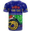 Parramatta Eels Christmas T-Shirt - Custom Parramatta Eels Ugly Christmas And Aboriginal Inspired Patterns T-Shirt