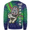 Warriors Rugby Sweatshirt - Cusstom Rugby Player Maori Mask With Fern Pattern Sweatshirt