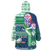 New Zealand Warriors Snug Hoodie - Custom Christmas Snowflakes New Zealand Warriors Mascot Oodie Blanket
