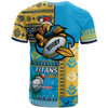 Gold Coast Titans T-shirt - Custom Christmas Snowflakes Gold Coast Titans Mascot T-shirt