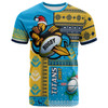 Gold Coast Titans T-shirt - Custom Christmas Snowflakes Gold Coast Titans Mascot T-shirt