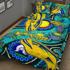 Parramatta Eels Custom Quilt Bed Set - Parramatta Eels Now Or Never Indigenous Culture Flag Dot Art Painting