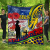 Parramatta Eels Anzac Day Quilt - Custom Remembrance Lest We Forget Parramatta Eels With Anzac Poppy Watercolour Style