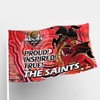 St. George Illawarra Dragons Flag - Saints Proud! Inspired! True! Dragon Aboriginal Inspired Patterns Flag