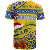 Parramatta Eels Christmas T-Shirt - Custom Parramatta Eels Aboriginal Inspired and Poinsettia Xmas T-Shirt