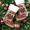 St. George Christmas Stocking - Xmas Dragon Christmas Balls, Snowflake With Aboriginal Inspired Patterns