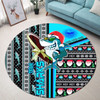 Cronulla Christmas Round Rug - Custom Cronulla Surfrider Christmas With Snowflakes Ho Ho Ho Round Rug