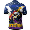 Melbourne Storm Christmas Custom Polo Shirt - Melbourne Storm Thunder Man With Aboriginal Inspired Dot Painting Christmas Polo Shirt