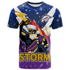 Melbourne Storm Christmas Custom T-shirt - Melbourne Storm Thunder Man With Aboriginal Inspired Dot Painting Christmas T-shirt