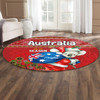 Aboriginal Christmas Round Rug - Custom Australia Koala Ugly Christmas with Aboriginal Inspired Red Round Rug