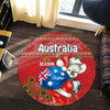 Aboriginal Christmas Round Rug - Custom Australia Koala Ugly Christmas with Aboriginal Inspired Red Round Rug