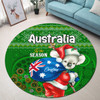 Aboriginal Christmas Round Rug - Custom Australia Koala Ugly Christmas with Aboriginal Inspired Green Round Rug