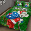 Aboriginal Christmas Quilt Bed Set - Custom Australia Koala Ugly Christmas with Aboriginal Inspired Green Quilt Bed Set