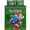 Aboriginal Christmas Quilt Bed Set - Custom Australia Koala Ugly Christmas with Aboriginal Inspired Green Quilt Bed Set