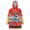 Redcliffe Dolphins Christmas Snug Hoodie - Custom Redcliffe Dolphins Christmas with Ugly Pattern and Aboriginal Inspired Oodie Blanket