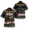 Penrith Panthers Christmas Hawaiian Shirt - Custom Penrith Panthers Ugly Christmas And Aboriginal Patterns Hoodie