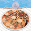 Australia Aboriginal Inspired Beach Blanket - Indigenous Inspired White Flowers and Blank Hand Art Beach Blanket
